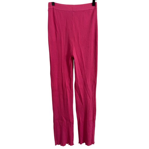 Boohoo Pink Ribbed High Waisted Wide Leg Pants Flare Size 6 (US) - Picture 6 of 7